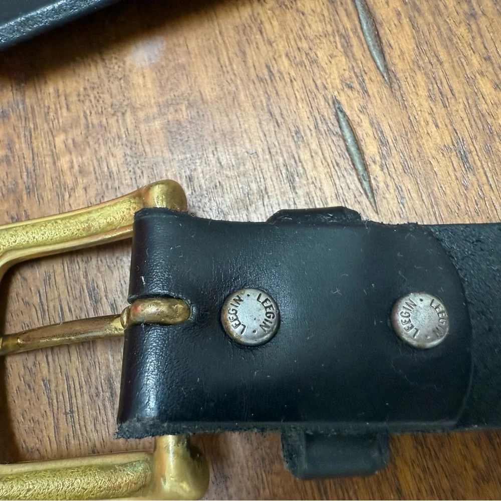 Leegin British Mens Black Leather Belt made in USA‎ Sz 50 fits 48